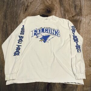 Vtg 1999 Air Force Falcons Swimming Team Long Sleeve Shirt Xl